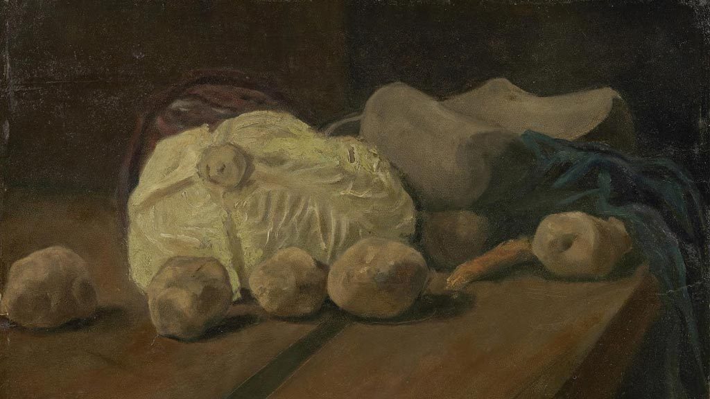 ภาพวาด Still life with cabbage and clogs